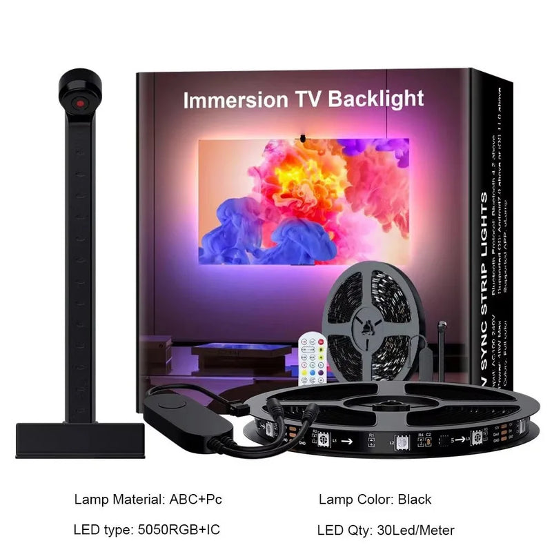 Fita de LED RGBIC com Sensor de Cores – Iluminação Inteligente para PC/TV com Sincronização Musical e Controle via App