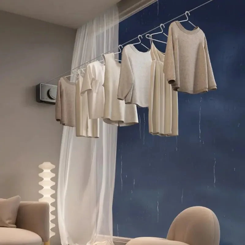 Varal Retrátil de Aço Inoxidável – Linha de Secagem Portátil para Roupas, Ideal para Áreas Internas e Externas com Corda Ajustável
