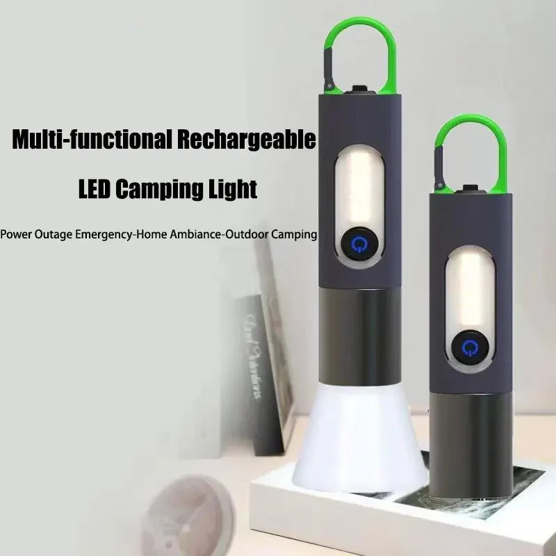 Lanterna LED P50 Zoom Recarregável – Luz Forte com Laser Branco, USB e Gancho para Acampamento e Atividades ao Ar Livre