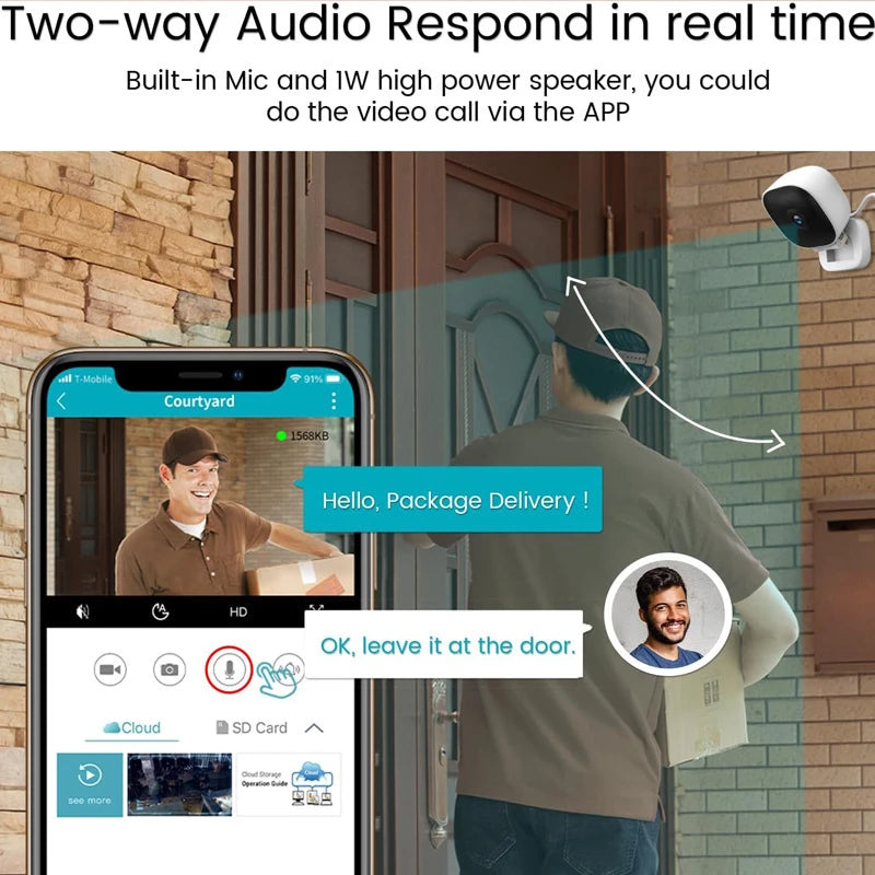 Câmera de Segurança Xiaomi 4K Mini – Visão Noturna Full Color, Wi-Fi, IP65 à Prova d'Água, Detecção de Movimento e Áudio Bidirecional