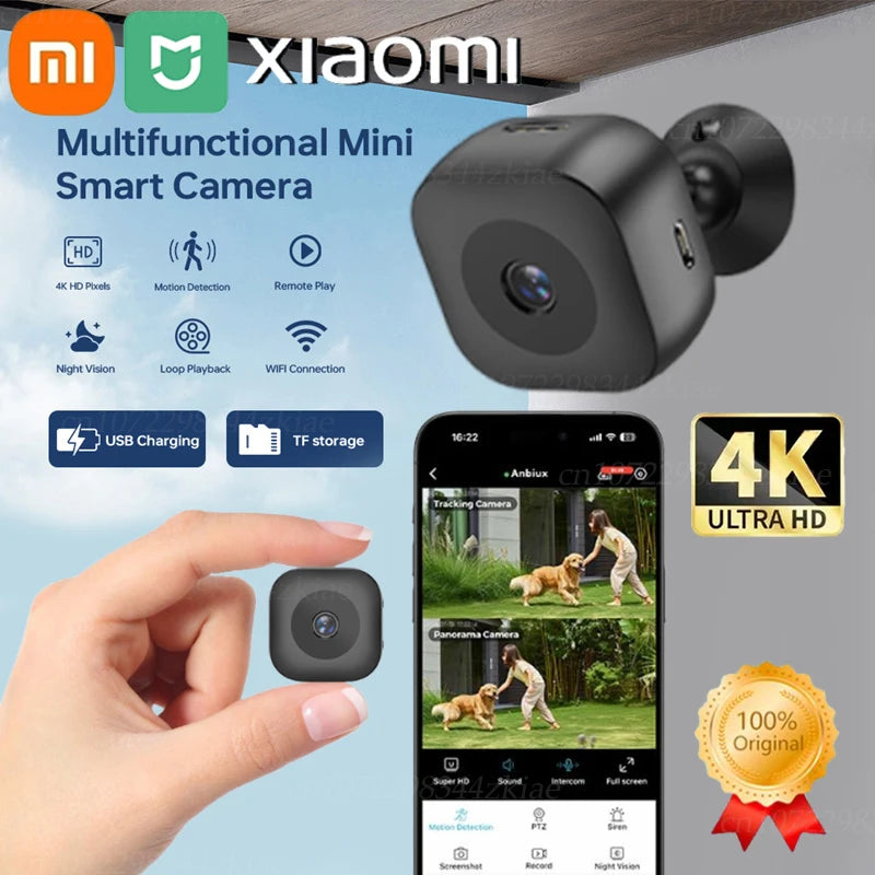 Câmera de Segurança Xiaomi MIJIA 4K – Visão Noturna Full Color, Monitor Wi-Fi à Prova d'Água com Detecção de Movimento