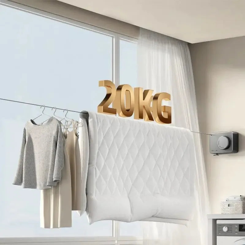 Varal Retrátil de Aço Inoxidável – Linha de Secagem Portátil para Roupas, Ideal para Áreas Internas e Externas com Corda Ajustável