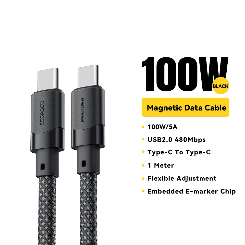 Cabo Magnético de Carregamento Rápido USB-C 100W Essager