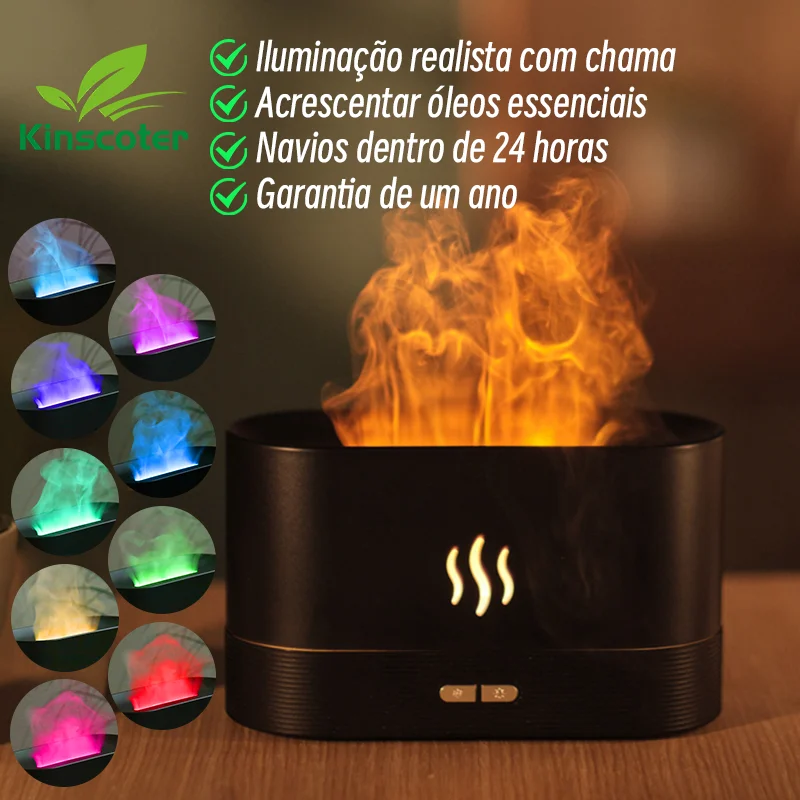 Aroma Difusor Ultrassônico KINSCOTER – Umidificador de Ar com Luz LED e Tecnologia Cool Mist para Óleos Essenciais