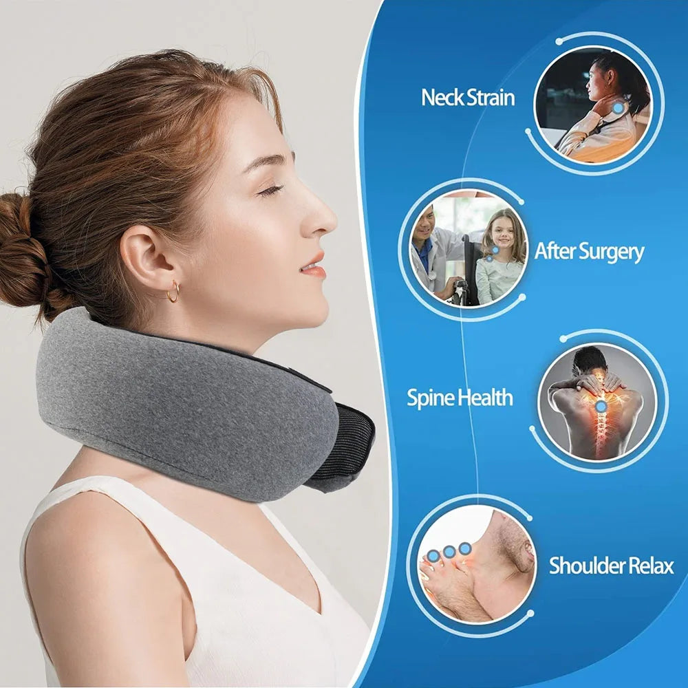 Travesseiro Portátil em Forma de U – Espuma Viscoelástica, Confortável para Viagem e Descanso, Suporte para Pescoço e Relaxamento
