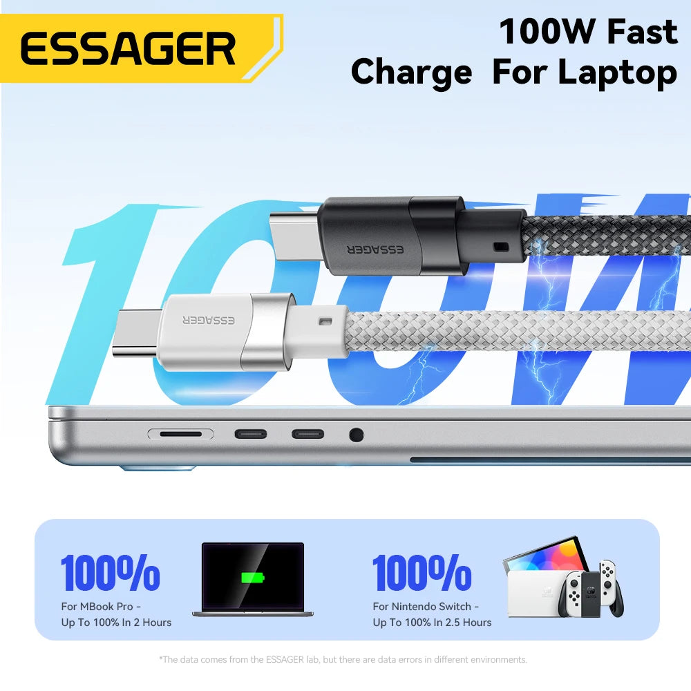 Cabo Magnético de Carregamento Rápido USB-C 100W Essager