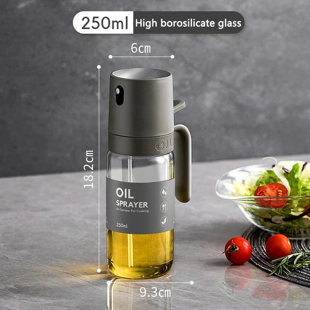 Spray de Óleo 250ml em Vidro Borosilicato – Pulverizador para Cozinha, Ideal para Air Fryer, Saladas e Assados