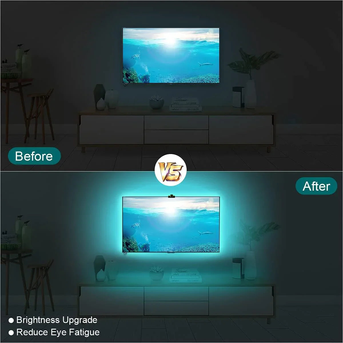 Fita de LED RGBIC com Sensor de Cores – Iluminação Inteligente para PC/TV com Sincronização Musical e Controle via App