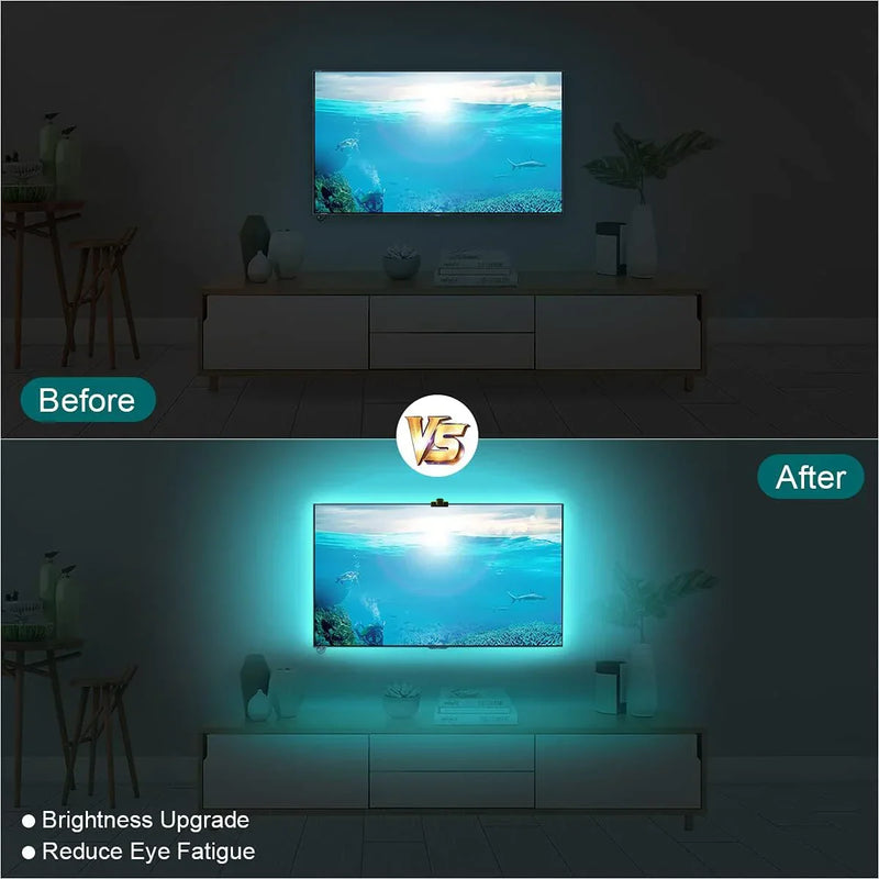 Fita de LED RGBIC com Sensor de Cores – Iluminação Inteligente para PC/TV com Sincronização Musical e Controle via App