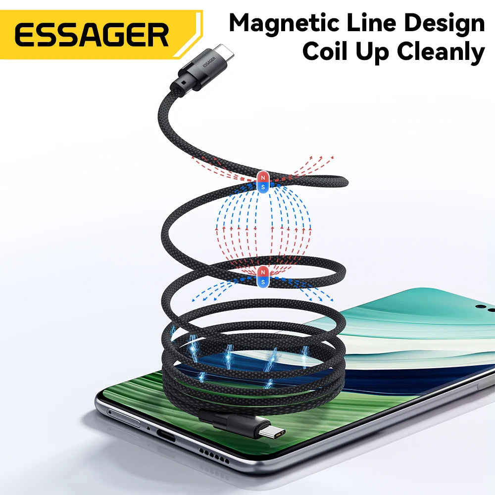 Cabo Magnético de Carregamento Rápido USB-C 100W Essager