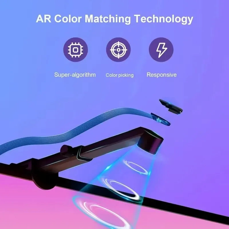 Fita de LED RGBIC com Sensor de Cores – Iluminação Inteligente para PC/TV com Sincronização Musical e Controle via App